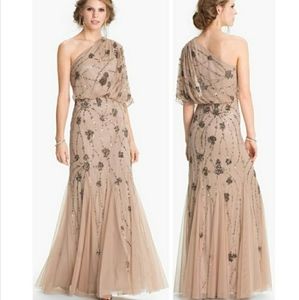 Adrianna Papell one shoulder sequin gown, size 6.